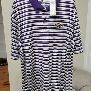 Men's NFL Team Apparel Baltimore Ravens Polo Shirt XL TX3 Cool Purple White